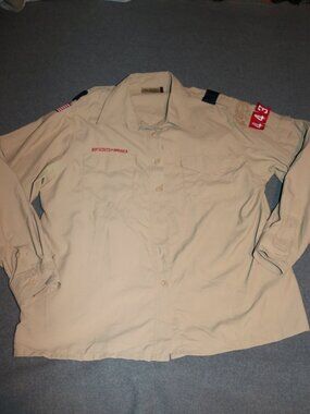 Scouting Uniform Shirt Ladies 1X Tan long-sleeve BSA Cubmaster Scout Akela